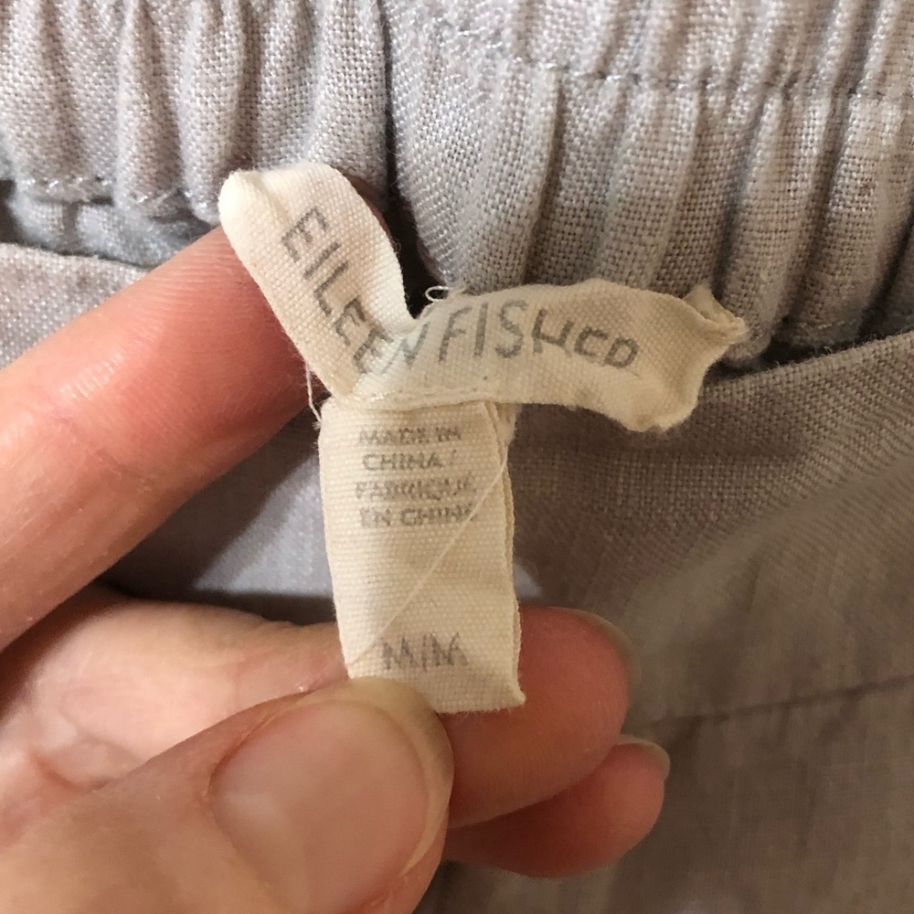 Eileen Fisher Organic Linen Pants in Light Gray - Size Medium - Picture 3 of 7